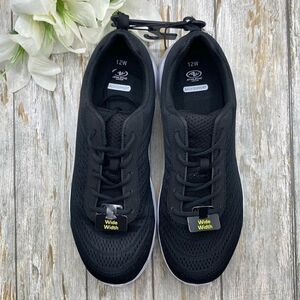 Women's Black Active Comfort Lace Up Sneakers Shoes Size 12W